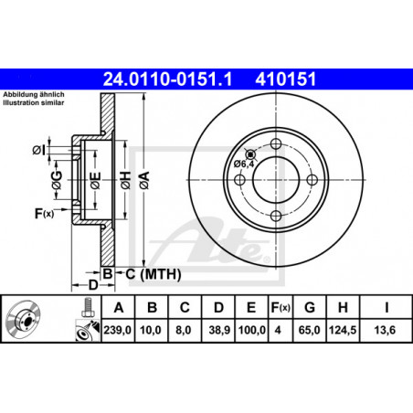 Jeu de 2 disques de frein ATE