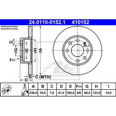 Jeu de 2 disques de frein ATE