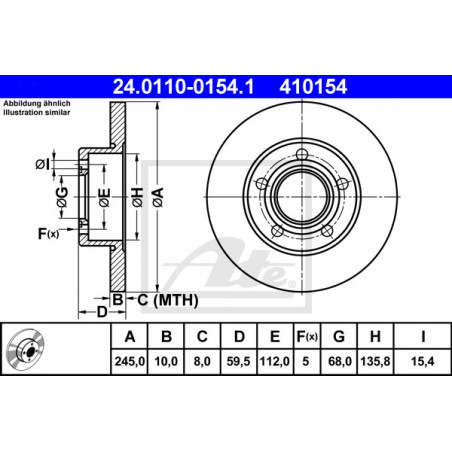 Jeu de 2 disques de frein ATE