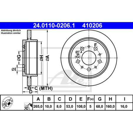 Jeu de 2 disques de frein ATE