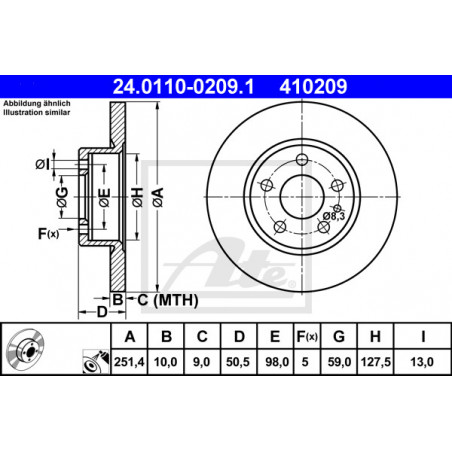 Jeu de 2 disques de frein ATE