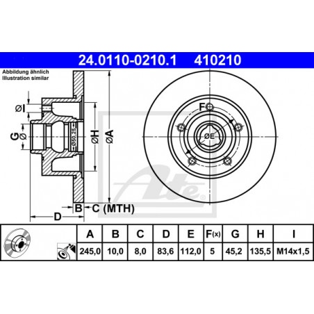 Jeu de 2 disques de frein ATE
