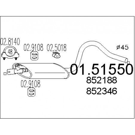 Silencieux intermédiaire MTS