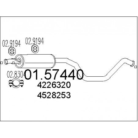 Silencieux intermédiaire MTS
