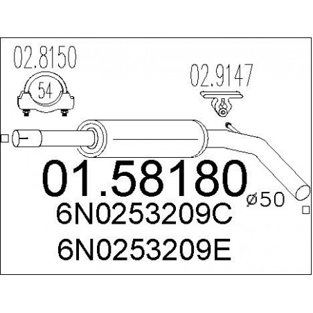 Silencieux intermédiaire MTS