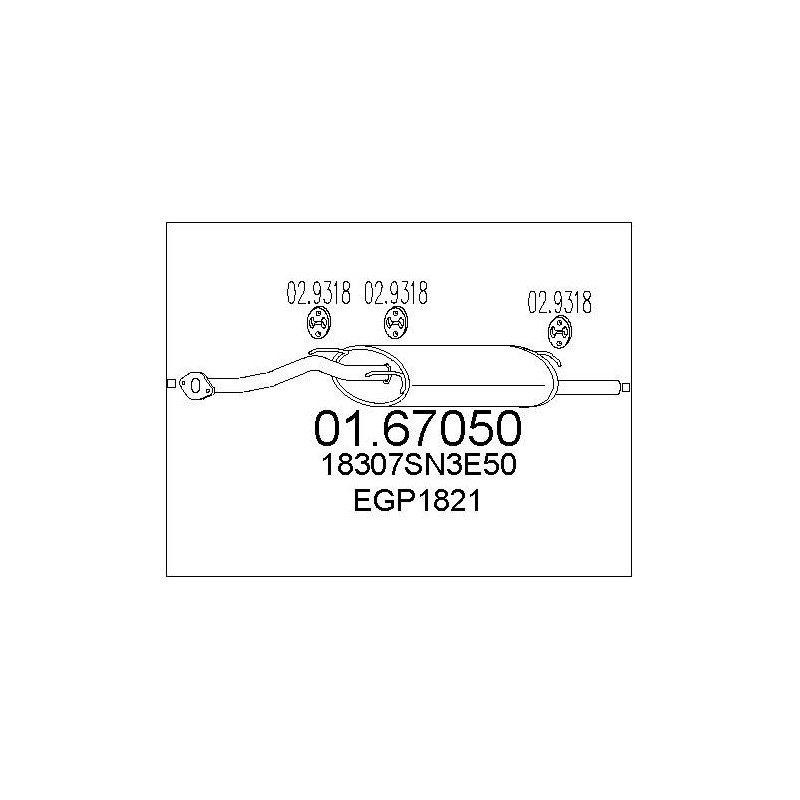 Silencieux Arrière MTS 01.98280 Pour Opel Meriva A (X03) - Longueur 700mm - Neuf Sous Emballage