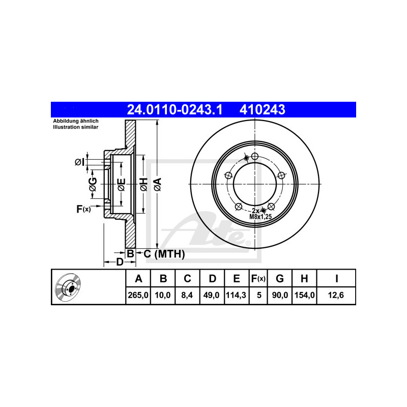 Jeu de 2 disques de frein ATE