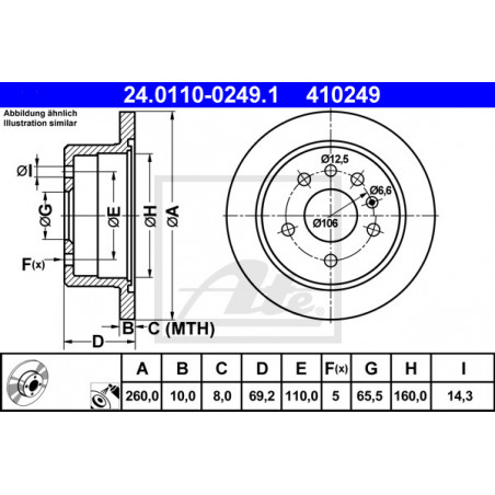 Jeu de 2 disques de frein ATE