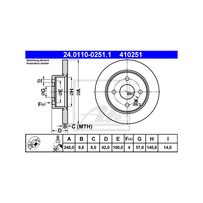 Jeu de 2 disques de frein ATE