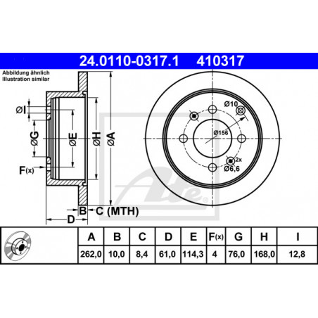 Jeu de 2 disques de frein ATE