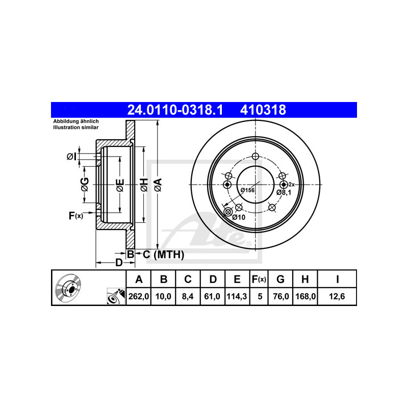 Jeu de 2 disques de frein ATE