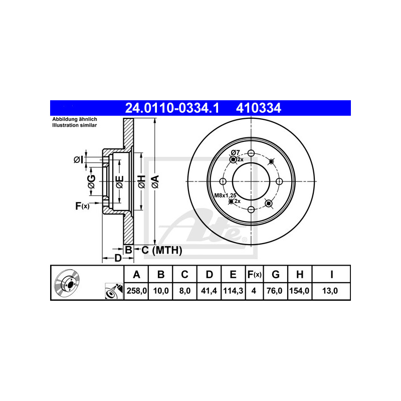 Jeu de 2 disques de frein ATE