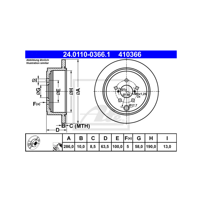 Jeu de 2 disques de frein ATE