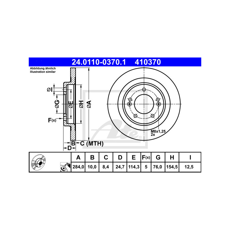 Jeu de 2 disques de frein ATE