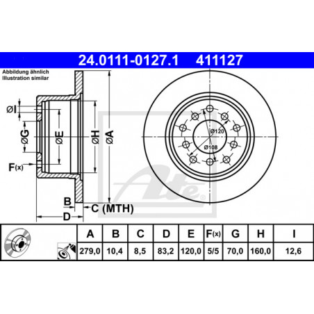 Jeu de 2 disques de frein ATE