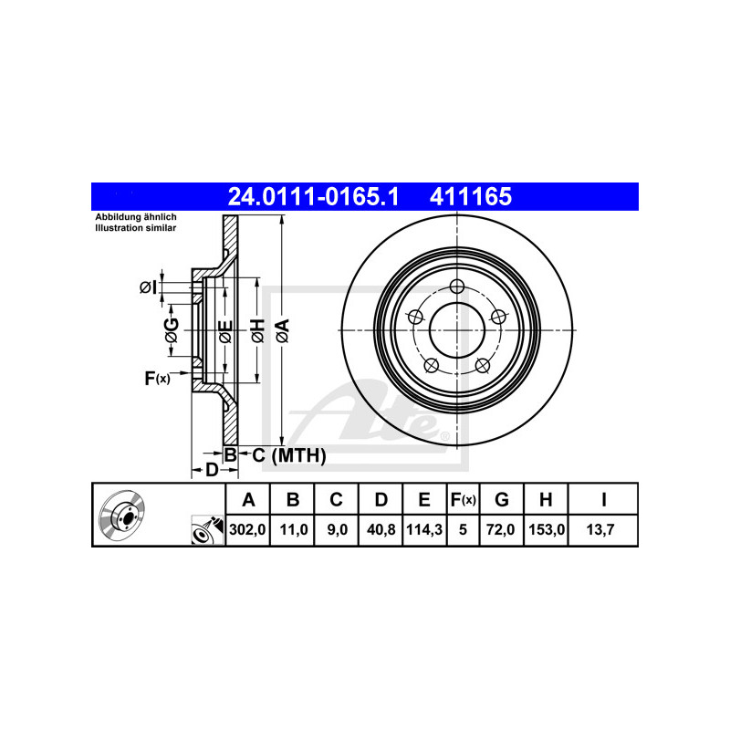 Jeu de 2 disques de frein ATE