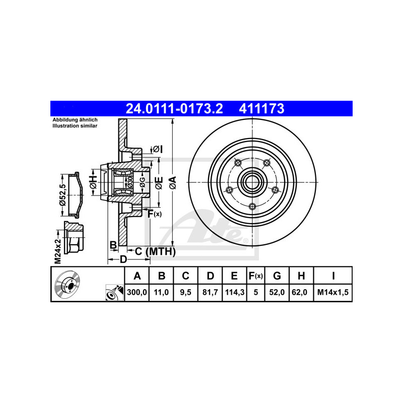 Jeu de 2 disques de frein ATE