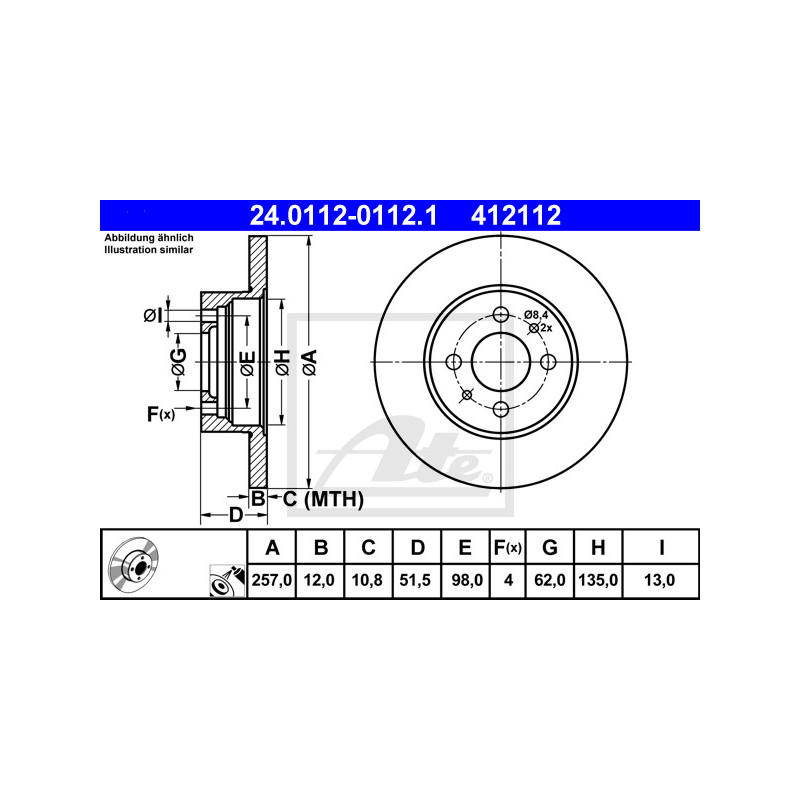 Jeu de 2 disques de frein ATE