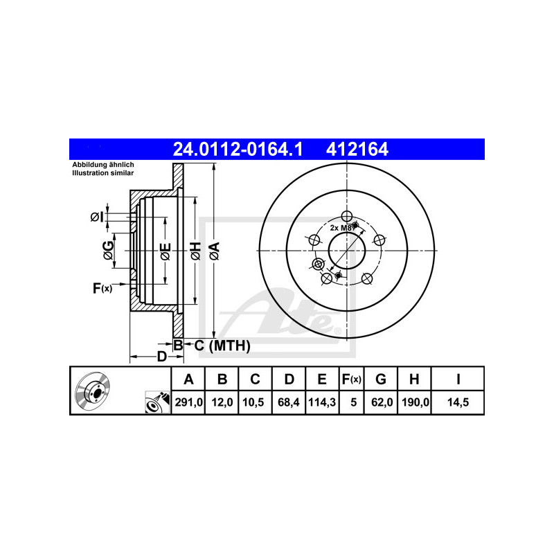 Jeu de 2 disques de frein ATE