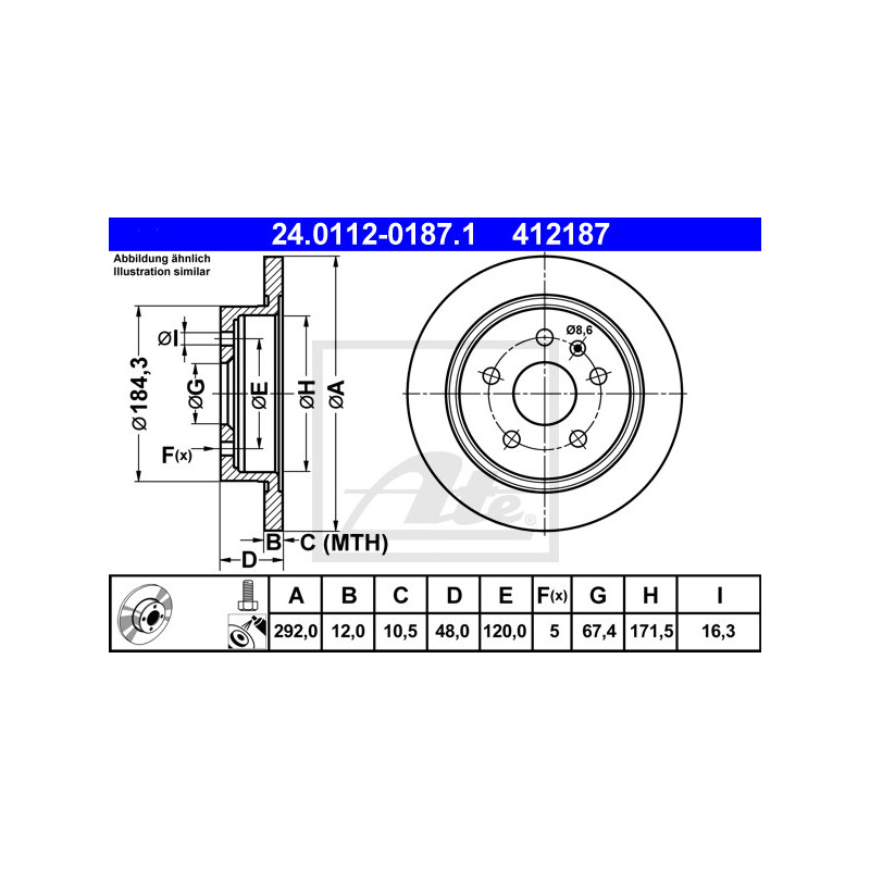 Jeu de 2 disques de frein ATE