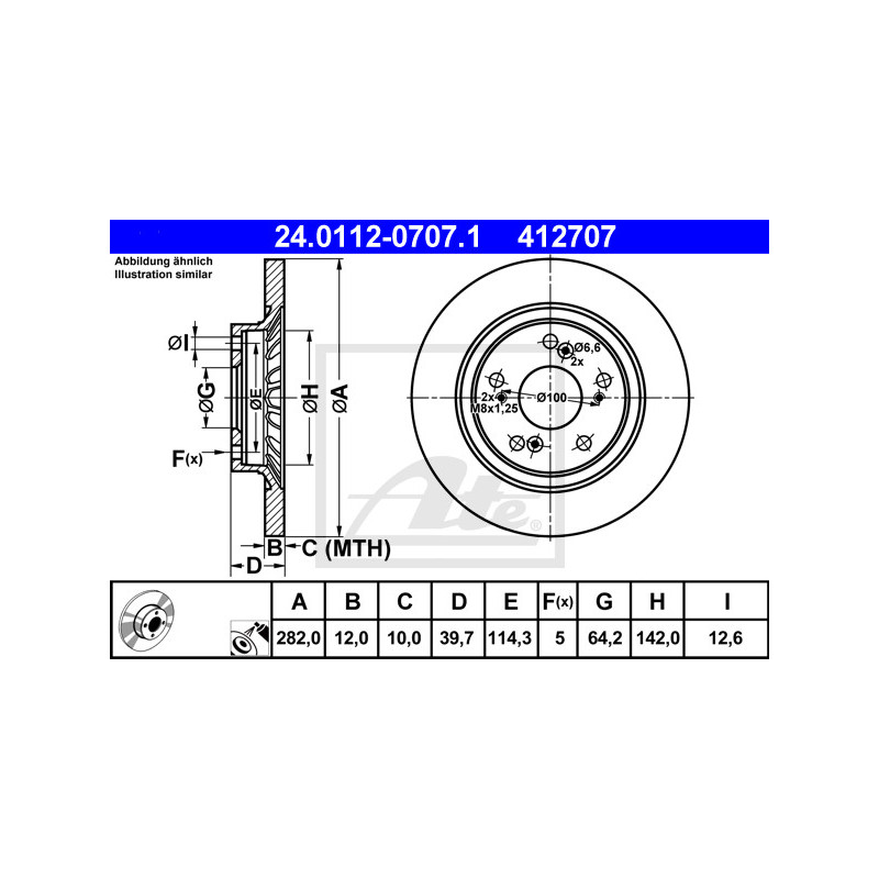 Jeu de 2 disques de frein ATE