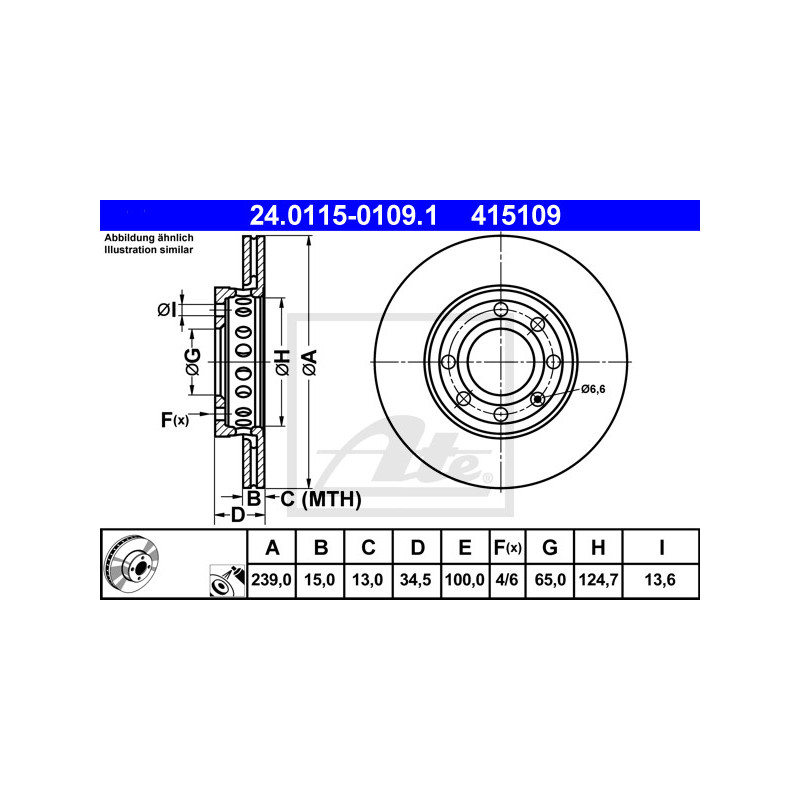Jeu de 2 disques de frein ATE