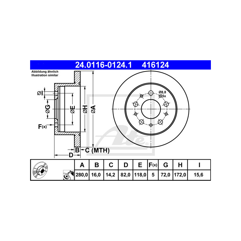 Jeu de 2 disques de frein ATE