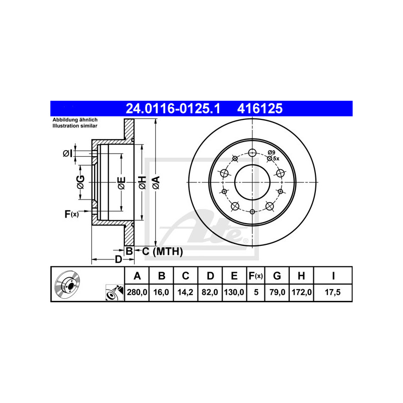 Jeu de 2 disques de frein ATE