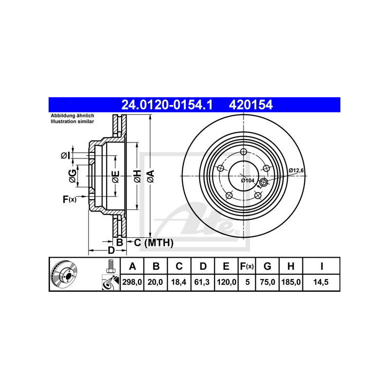 Jeu de 2 disques de frein ATE