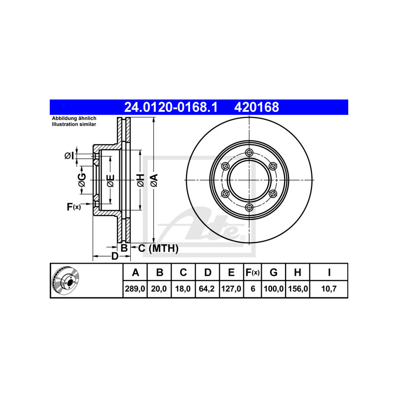 Jeu de 2 disques de frein ATE
