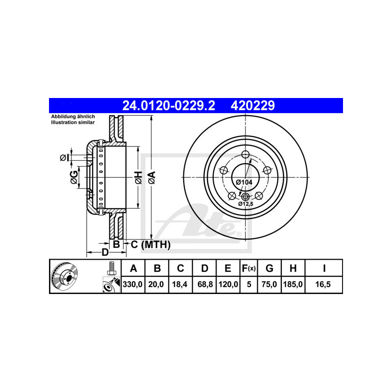 Jeu de 2 disques de frein ATE