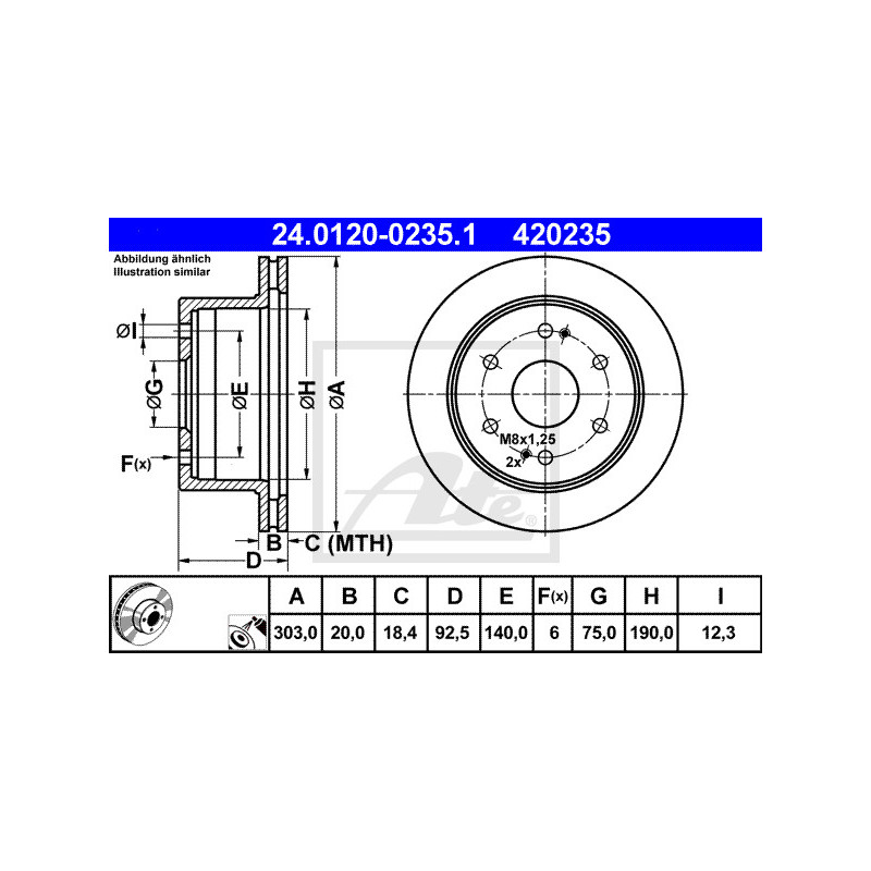 Jeu de 2 disques de frein ATE
