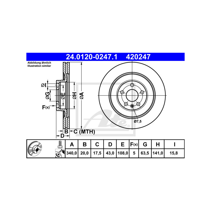Jeu de 2 disques de frein ATE
