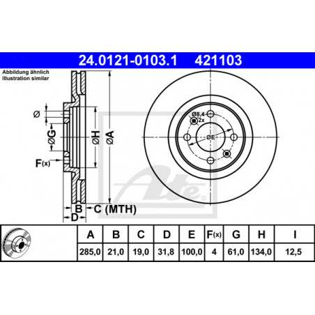Jeu de 2 disques de frein ATE