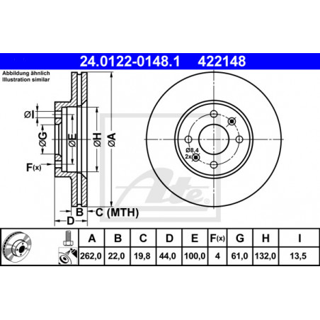 Jeu de 2 disques de frein ATE