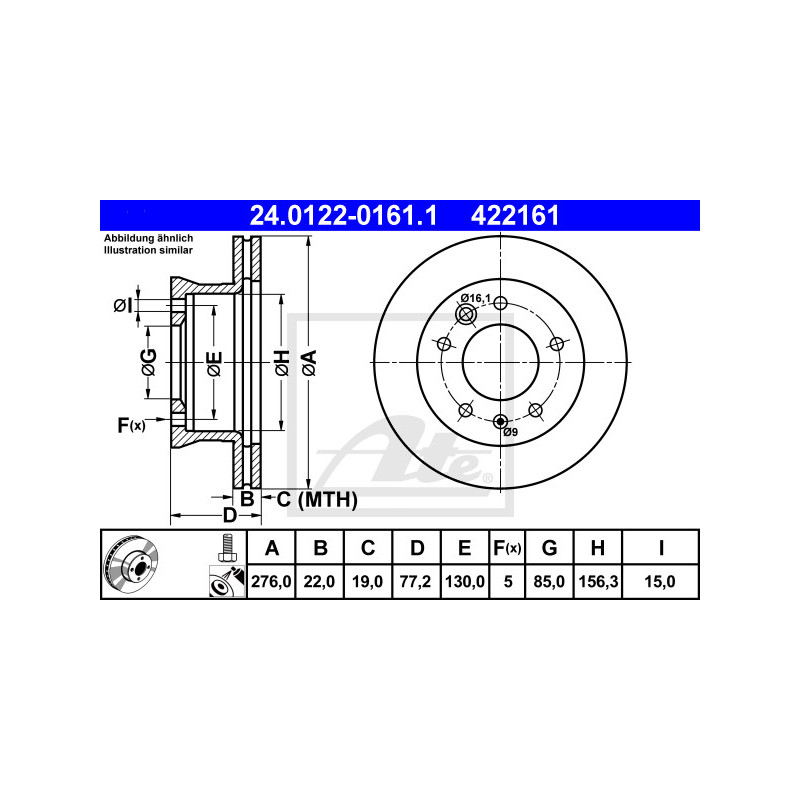 Jeu de 2 disques de frein ATE