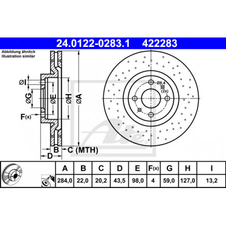 Jeu de 2 disques de frein ATE