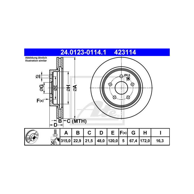 Jeu de 2 disques de frein ATE