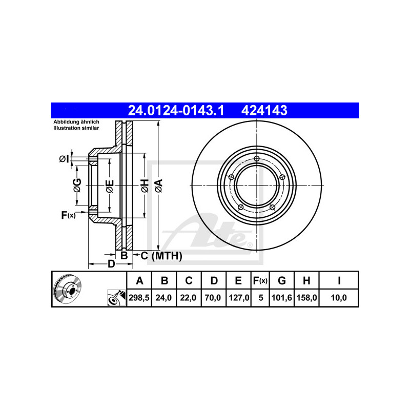 Jeu de 2 disques de frein ATE
