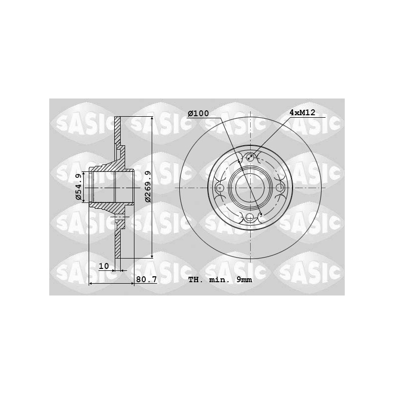 Jeu de 2 disques de frein SASIC