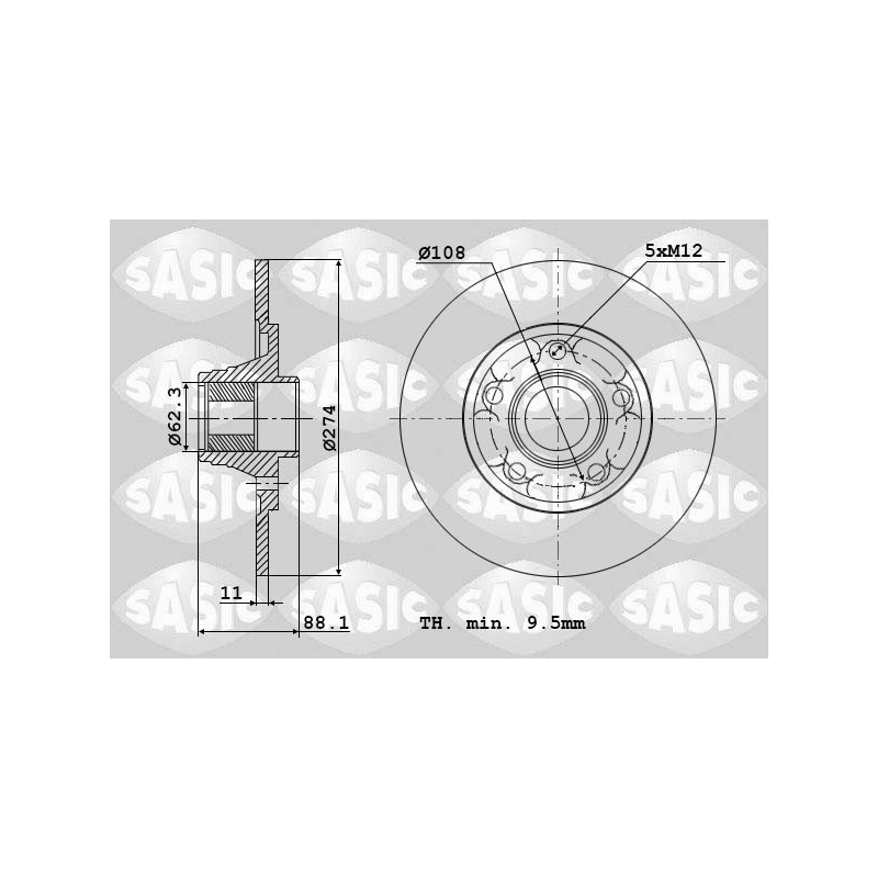 Jeu de 2 disques de frein SASIC