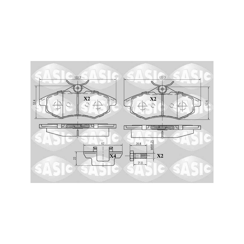 Jeu de quatre plaquettes de frein à disque SASIC