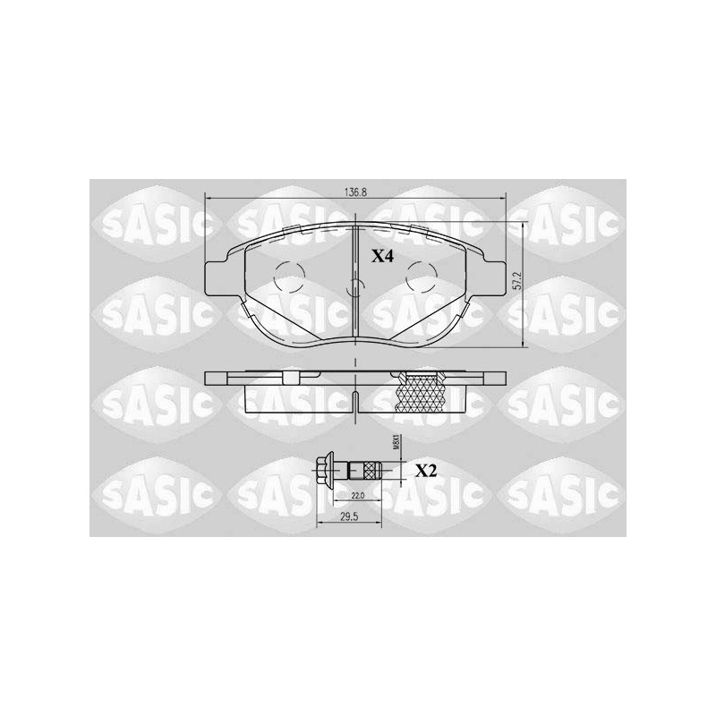 Jeu de quatre plaquettes de frein à disque SASIC