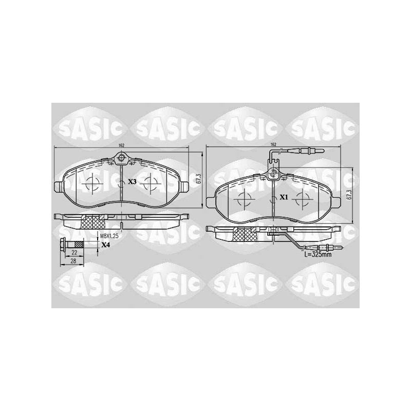 Jeu de quatre plaquettes de frein à disque SASIC