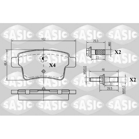 Jeu de quatre plaquettes de frein à disque SASIC