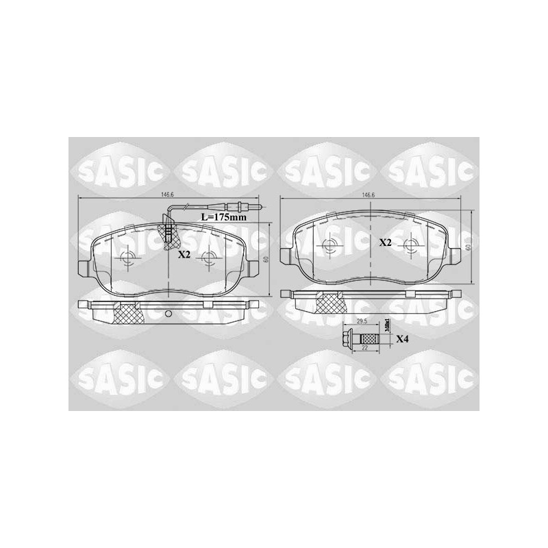 Jeu de quatre plaquettes de frein à disque SASIC