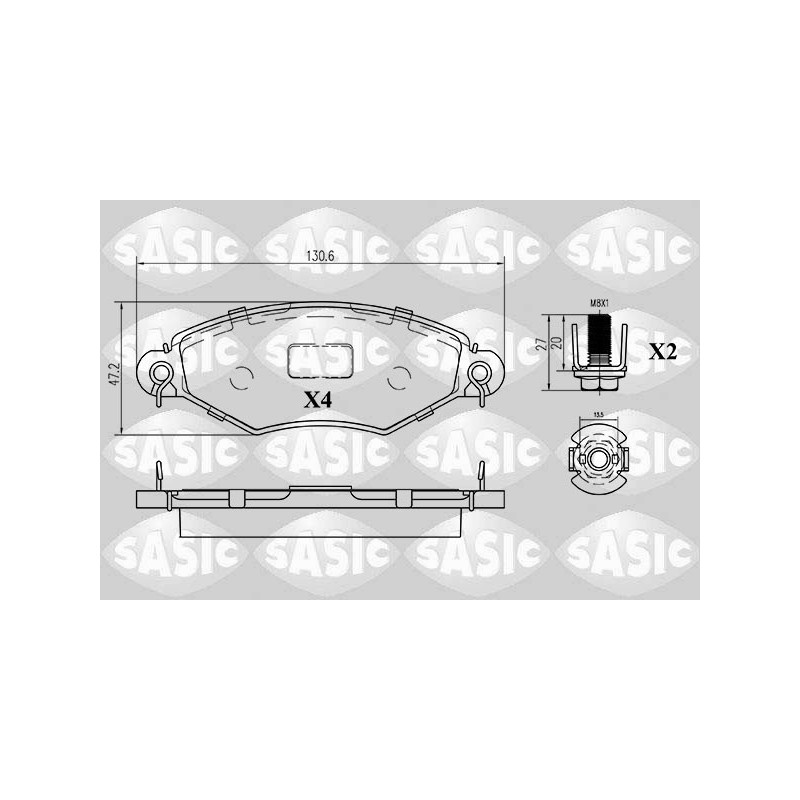 Jeu de quatre plaquettes de frein à disque SASIC
