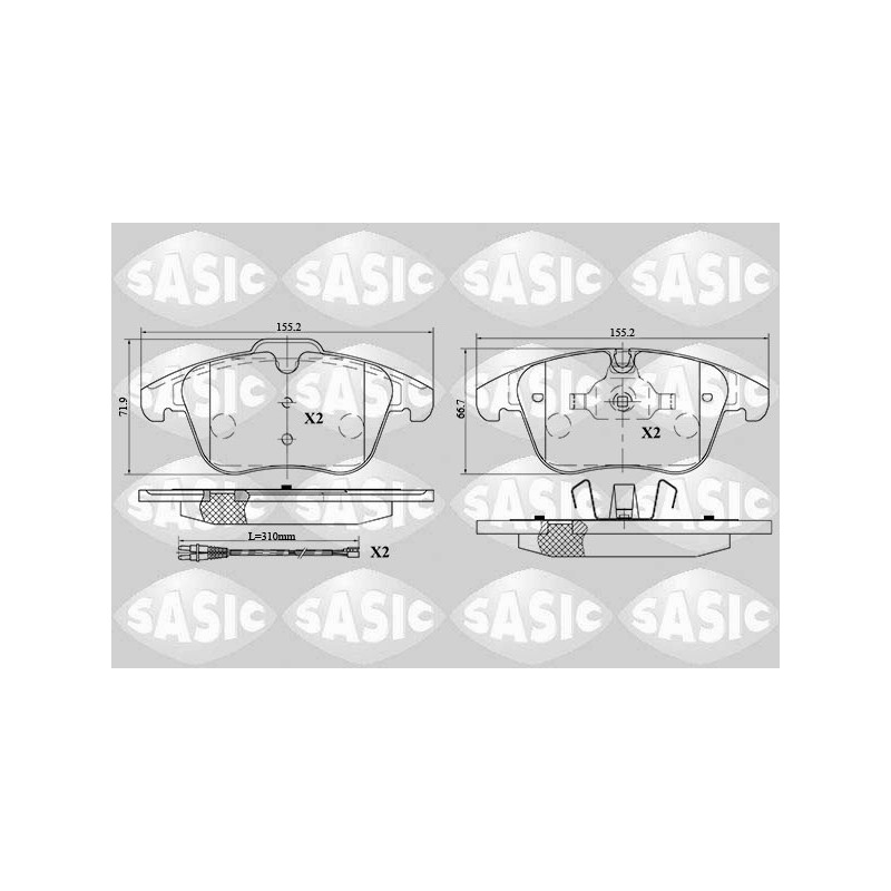 Jeu de quatre plaquettes de frein à disque SASIC