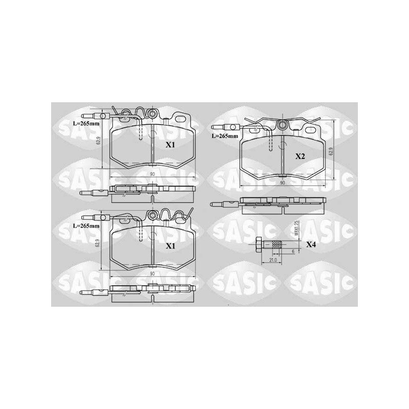 Jeu de quatre plaquettes de frein à disque SASIC