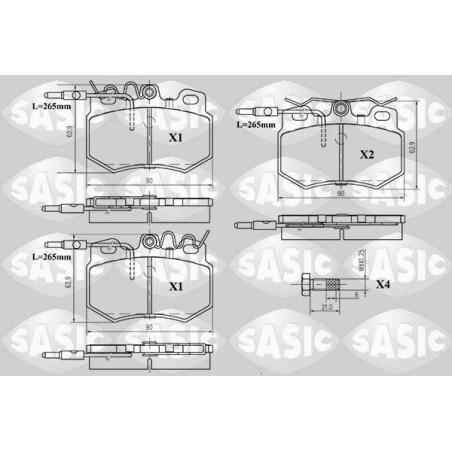 Jeu de quatre plaquettes de frein à disque SASIC